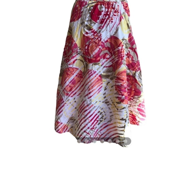 Chicos Skirt Sz 0/Reg S Multicolor Abstract Knee Length Lined Cotton Side Zip - Picture 1 of 10